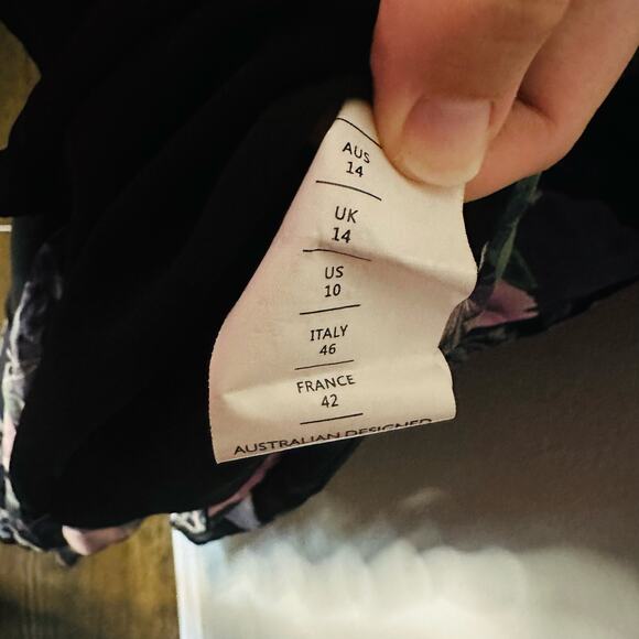 Nicholas Black Purple Floral 100% Silk Square Neckline A-Line Maxi Dress size 10 - Picture 13 of 14